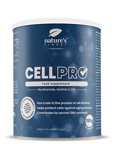 Cell Pro , Anti-aging Kiegészítő , Ital Vagy Turmix , Nikotinamid , B3-vitamin , Cink-gluconát , Haritaki Kivonat , 150g